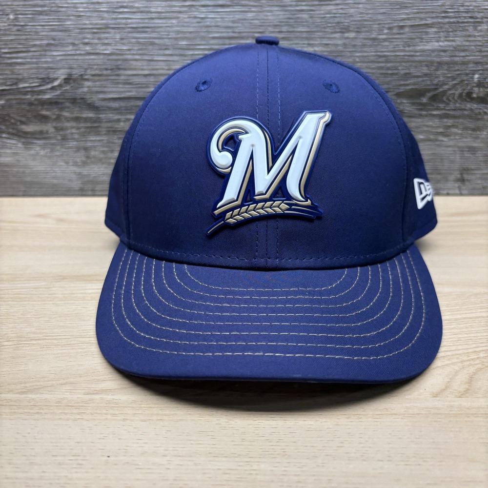 Milwaukee Brewers Hat Cap Fitted Mens 7 1/2 Navy MLB Baseball New Era